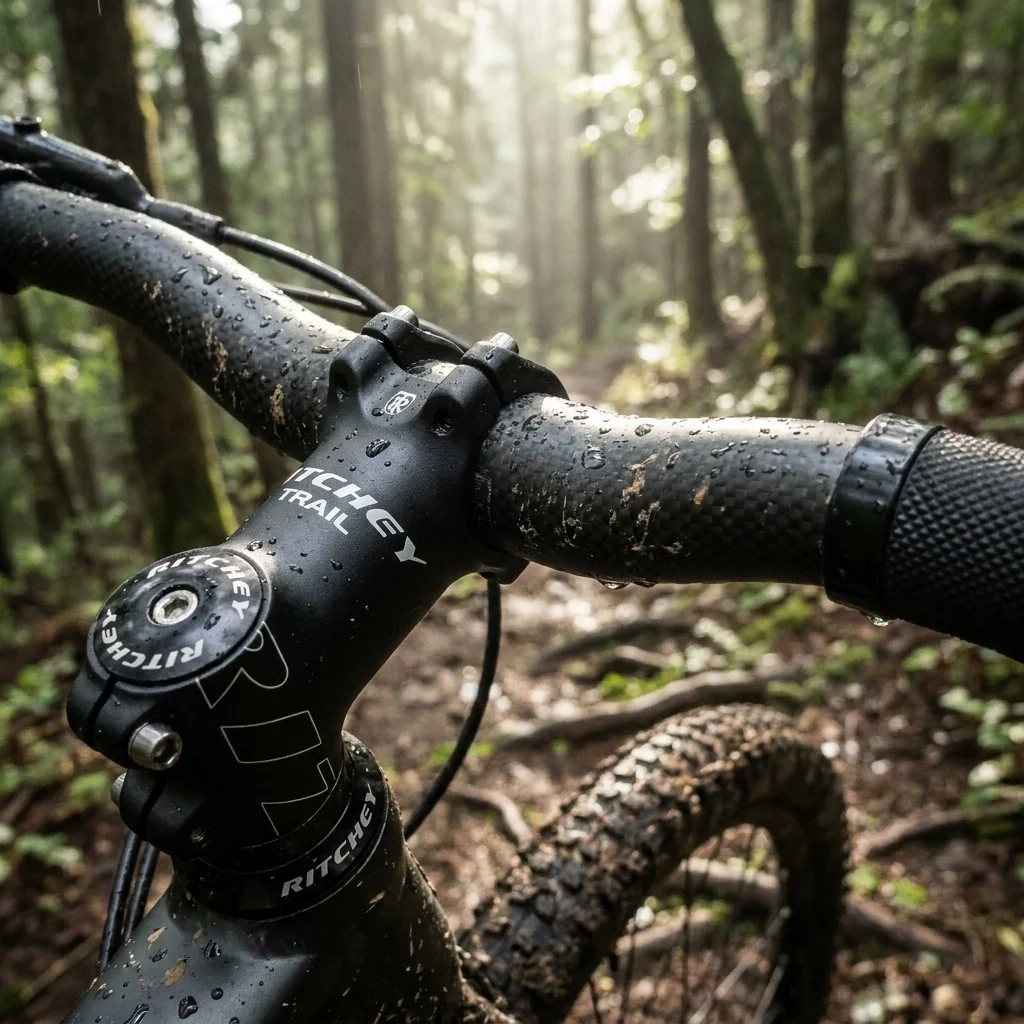 Ritchey Ritchey COMP Trail Vorbau 35,0 mm, 65 mm Länge, 0° Winkel, inkl. Ahead-Kappe, Blatte-Schwarz, 3D-geschmiedetes 2014 Aluminium, 220° Lenkerklemmung – Bild 2