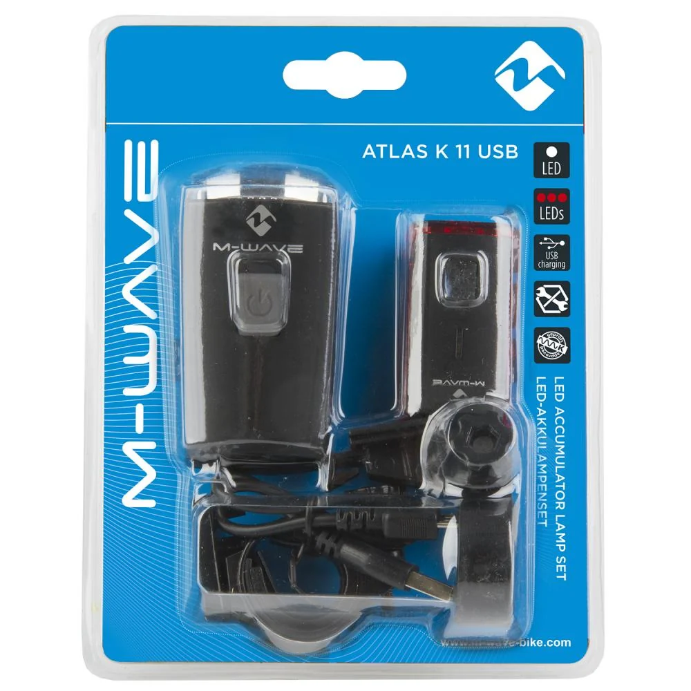 MWave M-WAVE Akku-Beleuchtungsset ATLAS K 11 USB schwarz 28 lx