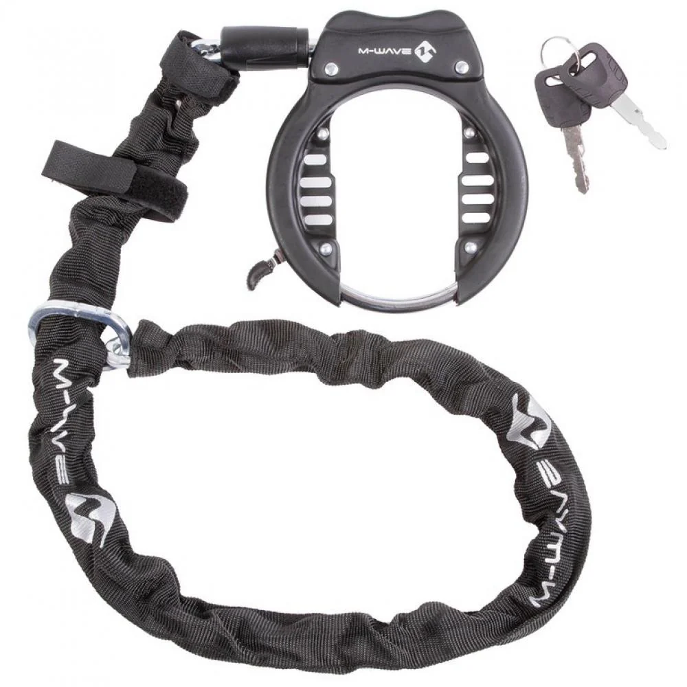 MWave M-Wave Rahmenschloss Ringchain XL schwarz mit Kette 5,5x5,5x1000 mm