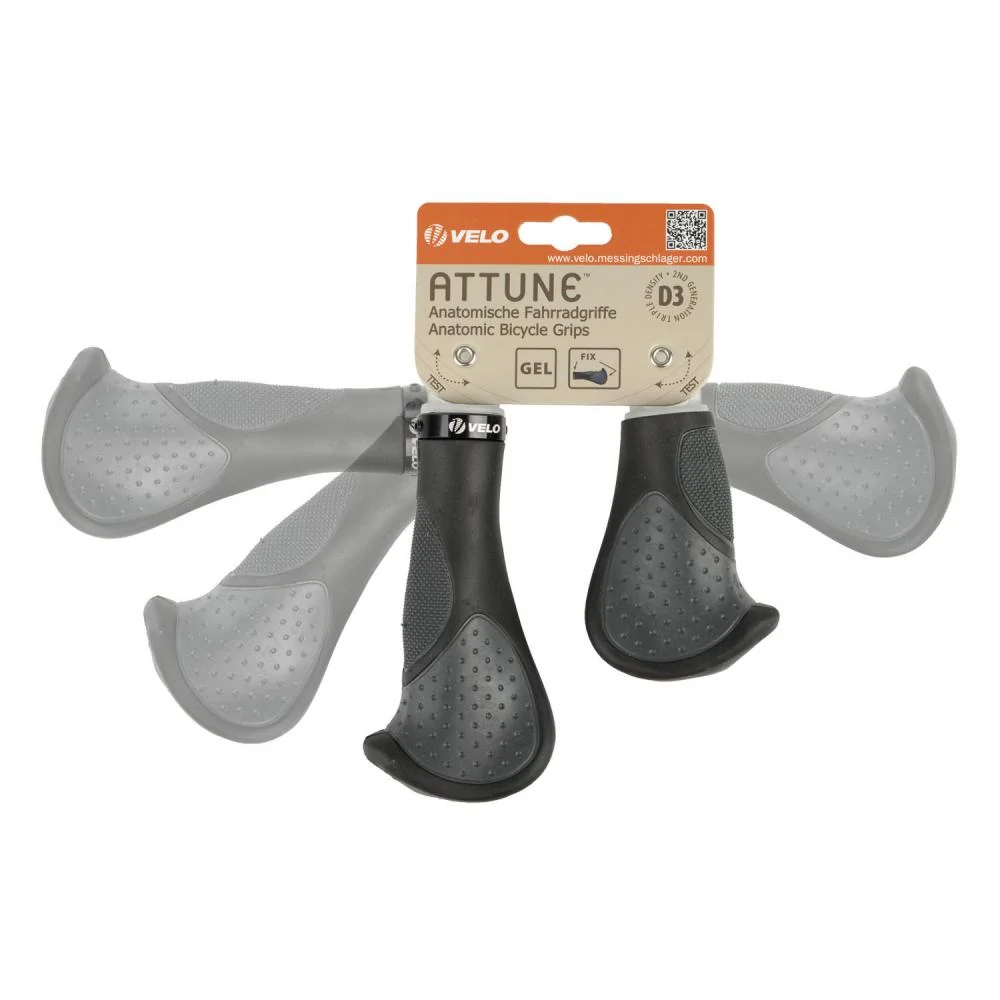 Velo Velo ERGOGEL D3 BAR Schraub-Griffpaar 140/92 mm Schwarz-Grau - ergonomisch & 3-Komponenten-Gel mit Bar-Ends – Bild 3