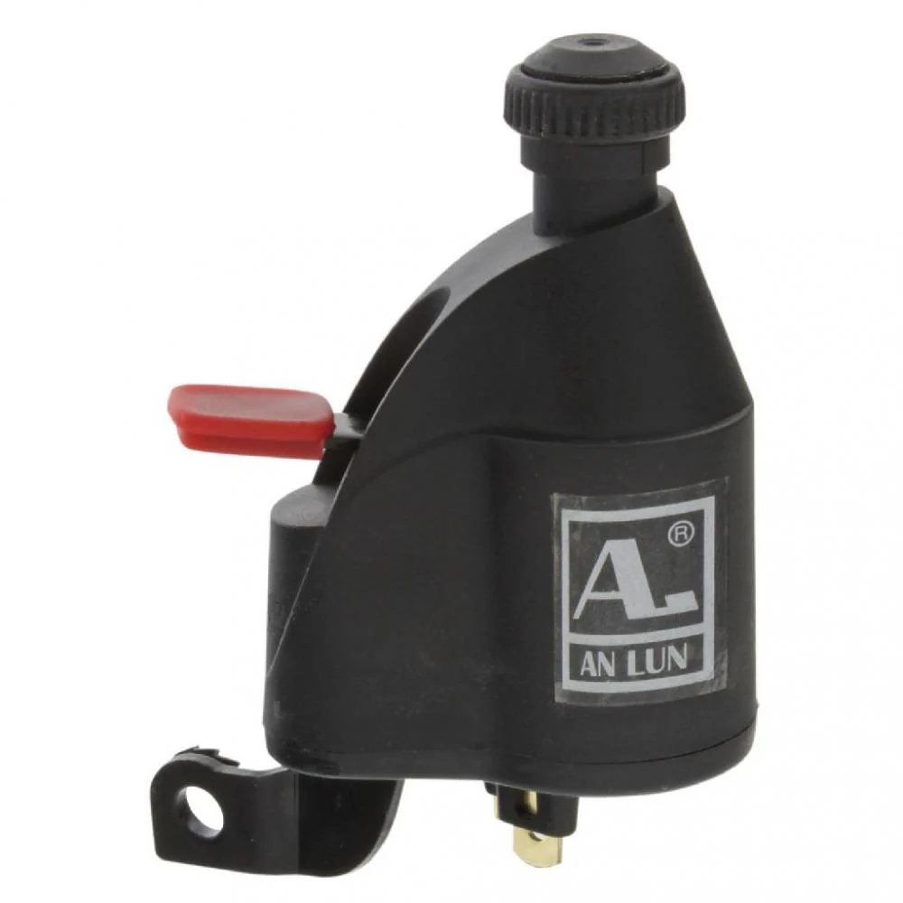 ANLUN AN LUN, Dynamo, AERO, 6V/3W, rechts, schwarzes Fiberglas, mit Prüfnummer, mit Doppelanschluß, leichter Lauf u. längere Lebensdauer durch verbesserte Lagerung, mit Überspannungsschutz – Hauptansicht
