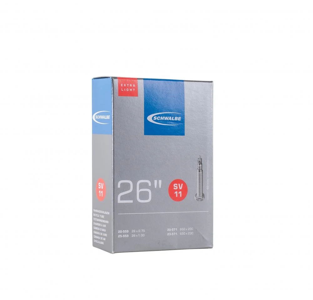 Schwalbe Schwalbe SV11 Extralight Fahrradschlauch 26" (20/25-559/571, 26x7/8-1.00"), Sclaverand-Ventil 40 mm, leicht und zuverlässig