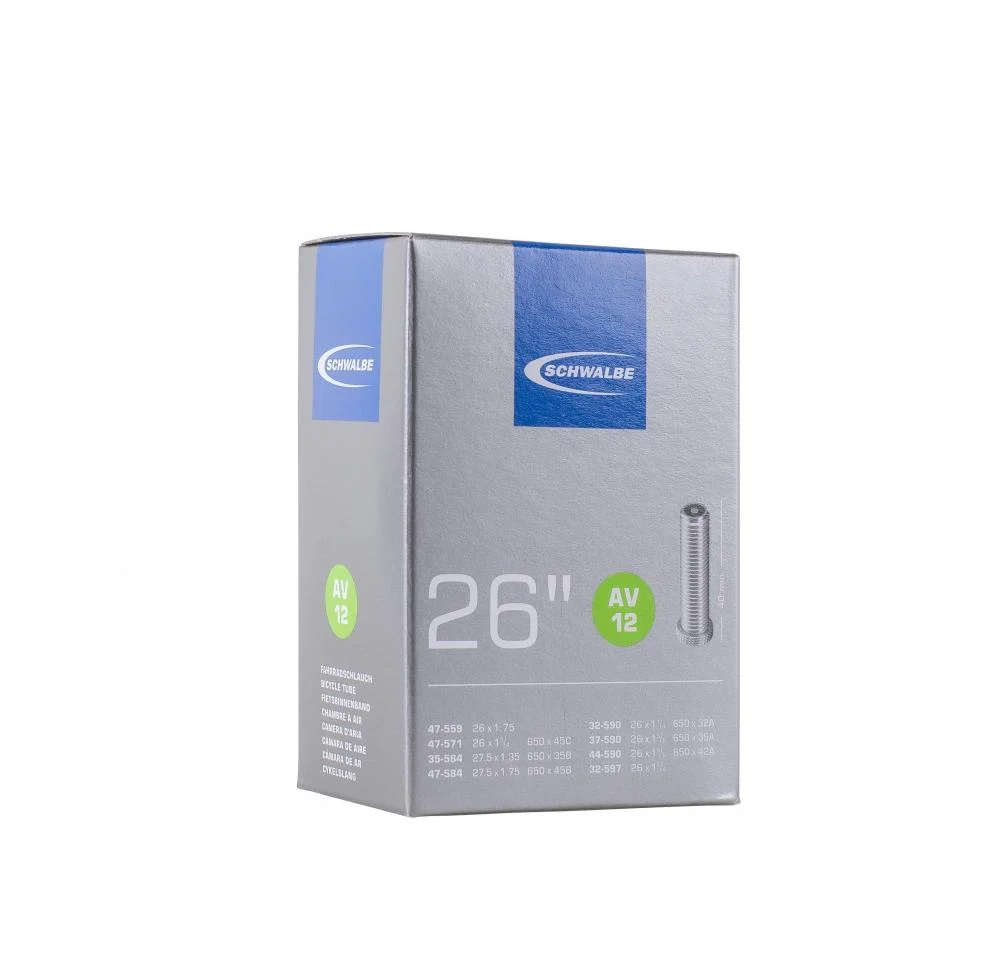 Schwalbe Schwalbe AV12 Fahrradschlauch 26 × 1 1/8-1.75" (30/47-559/597) - Auto-Ventil 40 mm