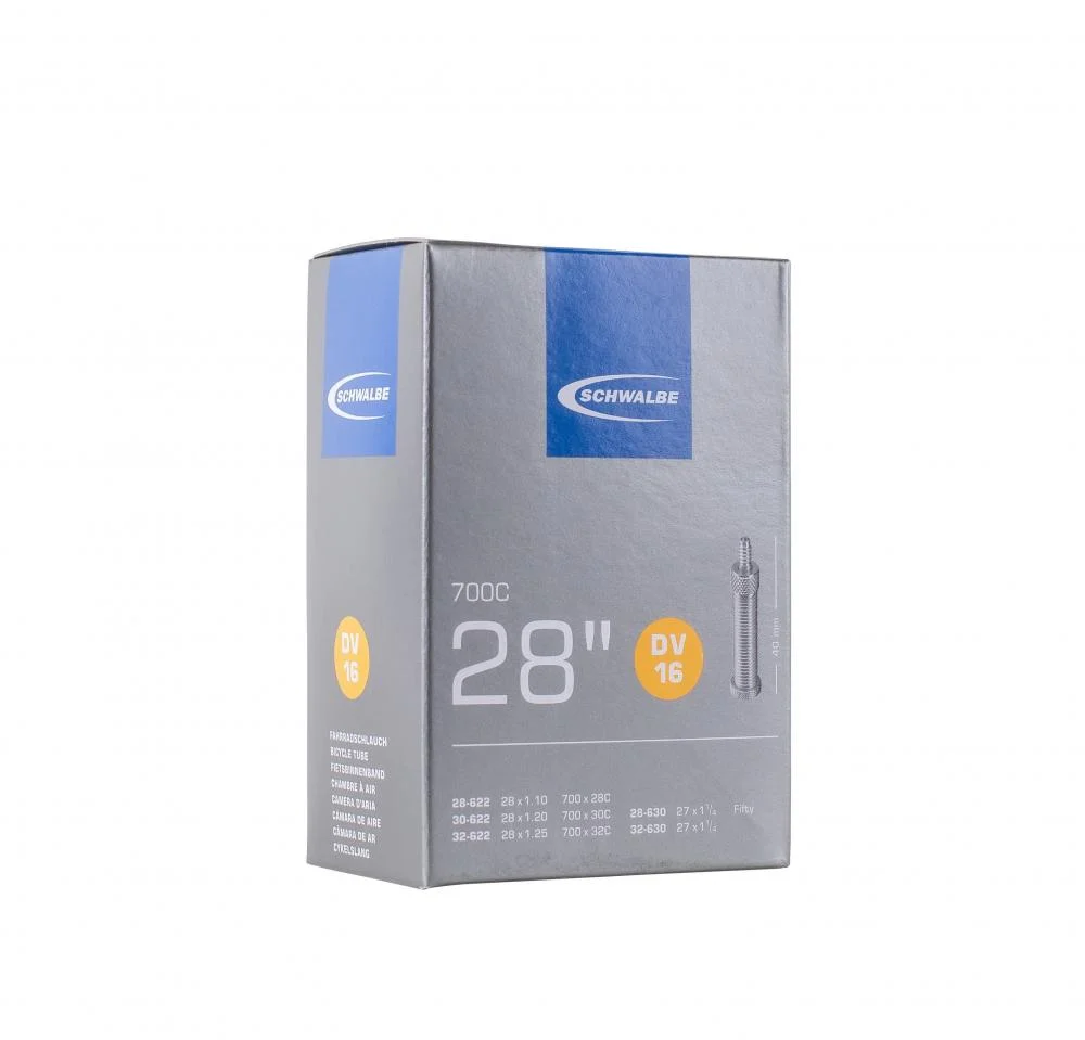 Schwalbe Schwalbe Fahrradschlauch DV16 28" x 1.10-1.25" (28-32/622-630), Dunlopventil 40 mm, für 28" ATB, hohe Lufthaltigkeit, robuste Qualität