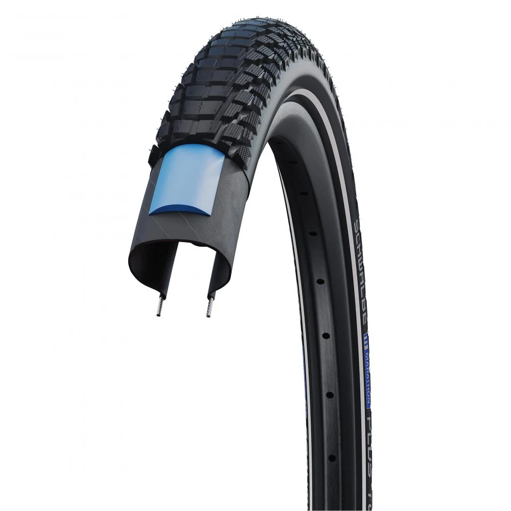 Schwalbe Schwalbe Marathon Plus Tour 26x2.00 Zoll (50-559) Drahtreifen, SmartGuard Pannenschutz, Addix Compound, E-Bike E-50 zertifiziert, schwarz mit Reflexstreifen – Bild 2