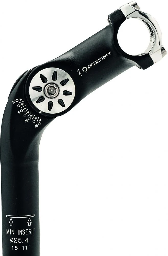 Procraft Procraft Vorbau Schaft verstellbar 70°-130° / 115 mm 1 1/8" 25,4 mm Schwarz