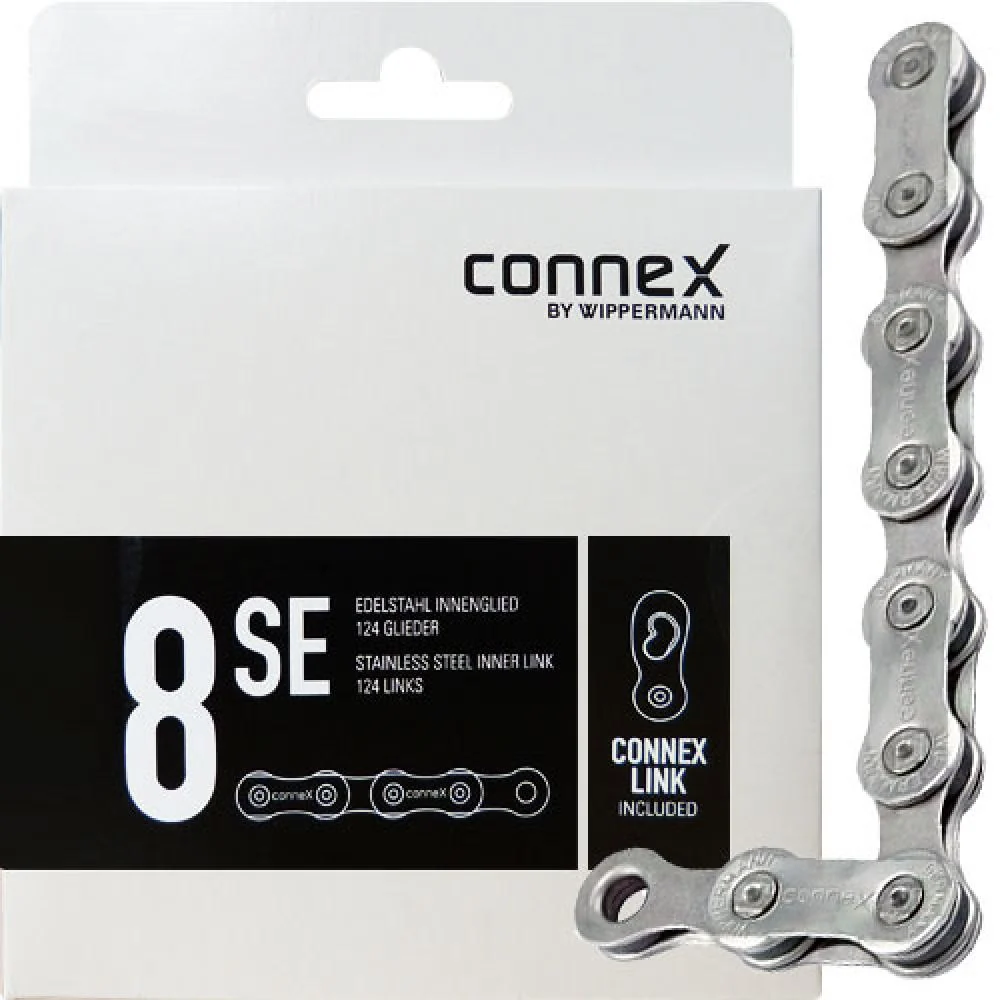 Connex Connex Kette Wippermann 8SE 1/2"x3/32" 124 Gl. 8-f. mit Connex-Link für E-Bike