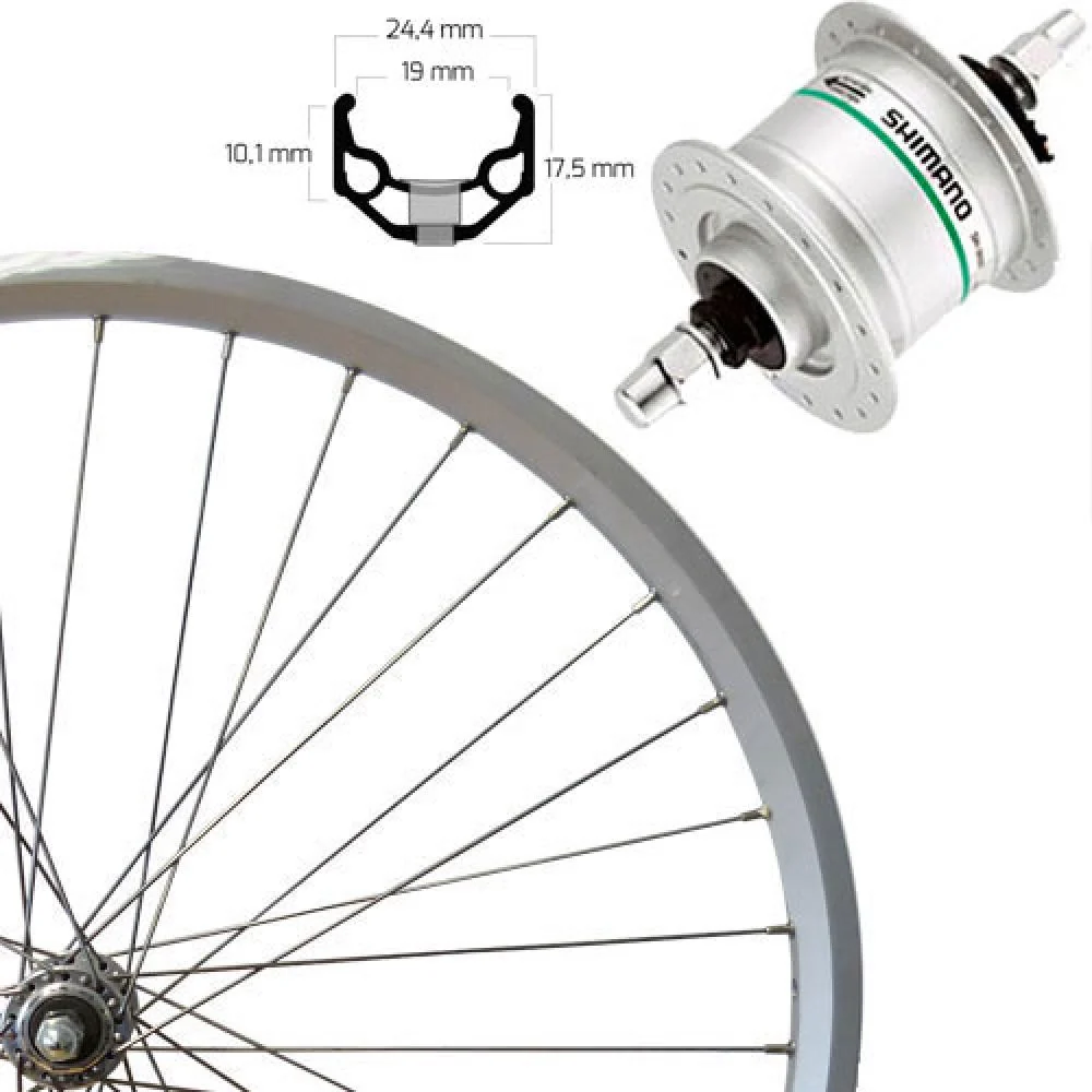 Ryde Roland Vorderrad 26Zoll silber SE ZAC 19 Aluminium Nabendynamo DH-C3000