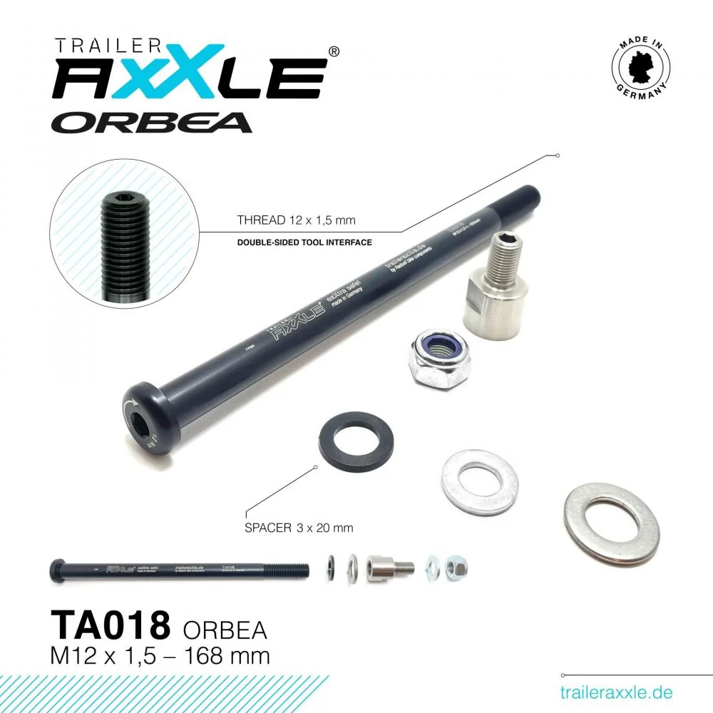 RadoxxComponents Radoxx Trailer AxXle TA018 Orbea Steckachse M12 x 1,5 – Hauptansicht