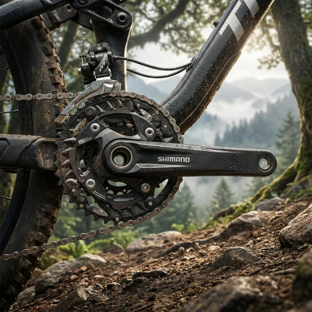 Shimano Shimano Kurbelgarnitur MT500 40/30/22 Zähne 175mm schwarz - robuste 3-fach MTB-Kurbel für präzise Schaltperformance – Bild 2