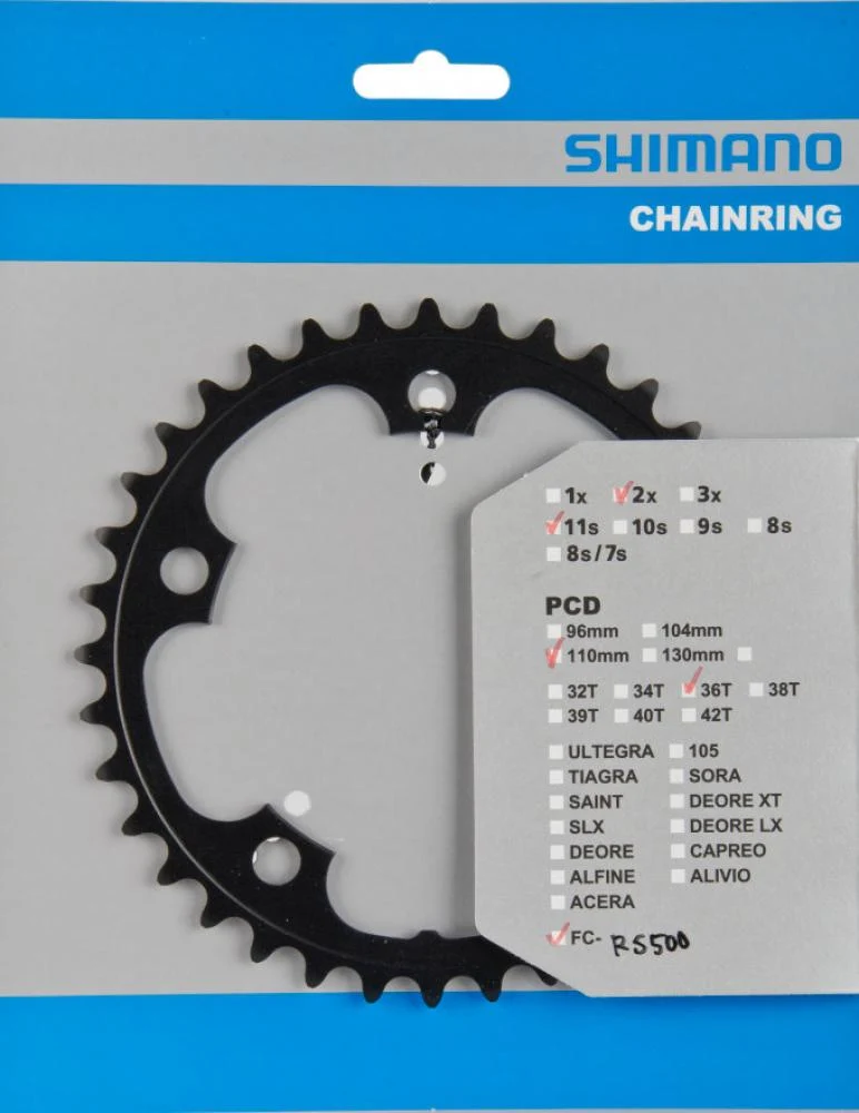 SHIMANO SHIMANO Kettenblatt FC-RS500 36Z Schwarz – Bild 2