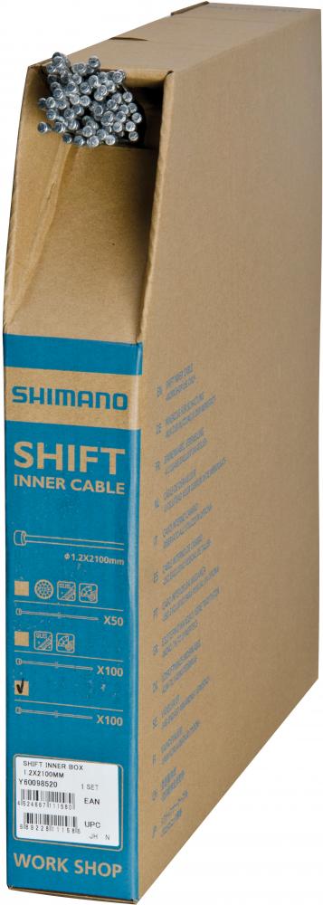 Shimano SHIMANO Schalt-Innenzug, 1,2mm x 2100mm, Stahl, Karton, 100 Stk Schaltzug - 1,, 2mm, 2100mm