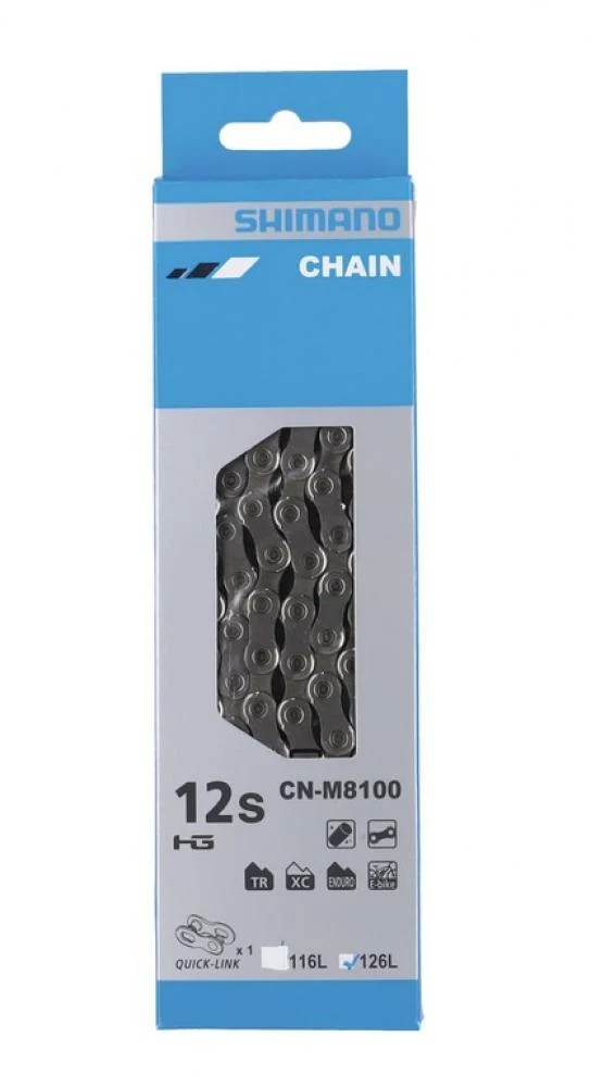 SHIMANO Kette DEORE XT CN-M8100 12-fach 126 Glieder Kette - 12-fach Antrieb für Mountainbikes Fahrradkette – Hauptansicht