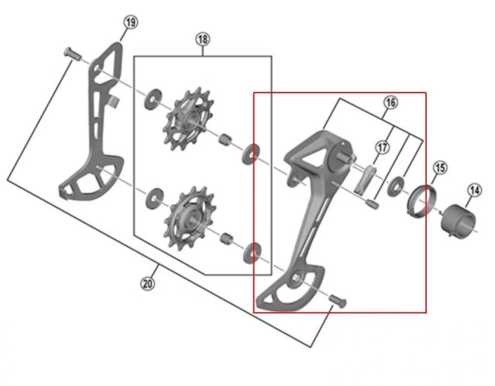 Shimano Shimano, Schaltwerke Zubehör, SLX, RD-M7100, SGS-Typ, außen, entspricht Nr. 16 der Abbildung – Bild 2