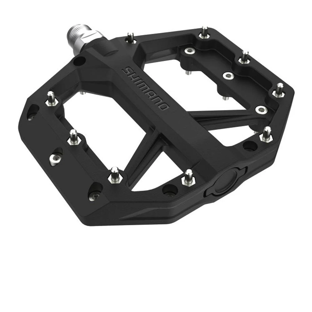 SHIMANO SHIMANO Pedal PD-GR400 Schwarz Flat Pedal - griffige Trail-Plattform, Schwarz