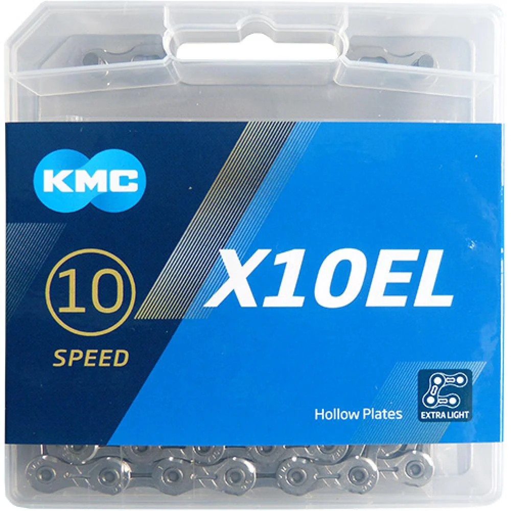 KMC KMC X10EL 10-fach Fahrradkette, 114 Glieder, silber, vernickelt, 262g, kompatibel mit Shimano, SRAM, Campagnolo, inkl. MissingLink
