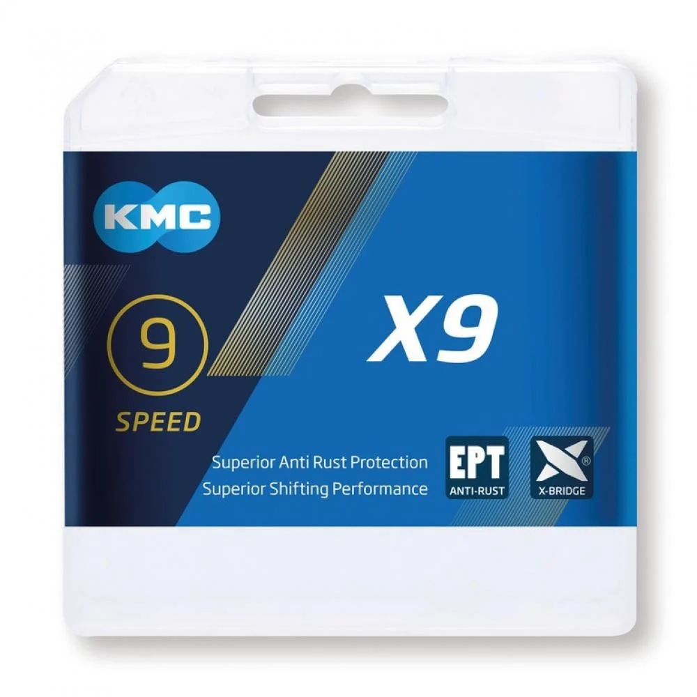 KMC KMC X9 EPT 9s Kette 114 Glieder silber - langlebige 9-fach Fahrradkette – Bild 2