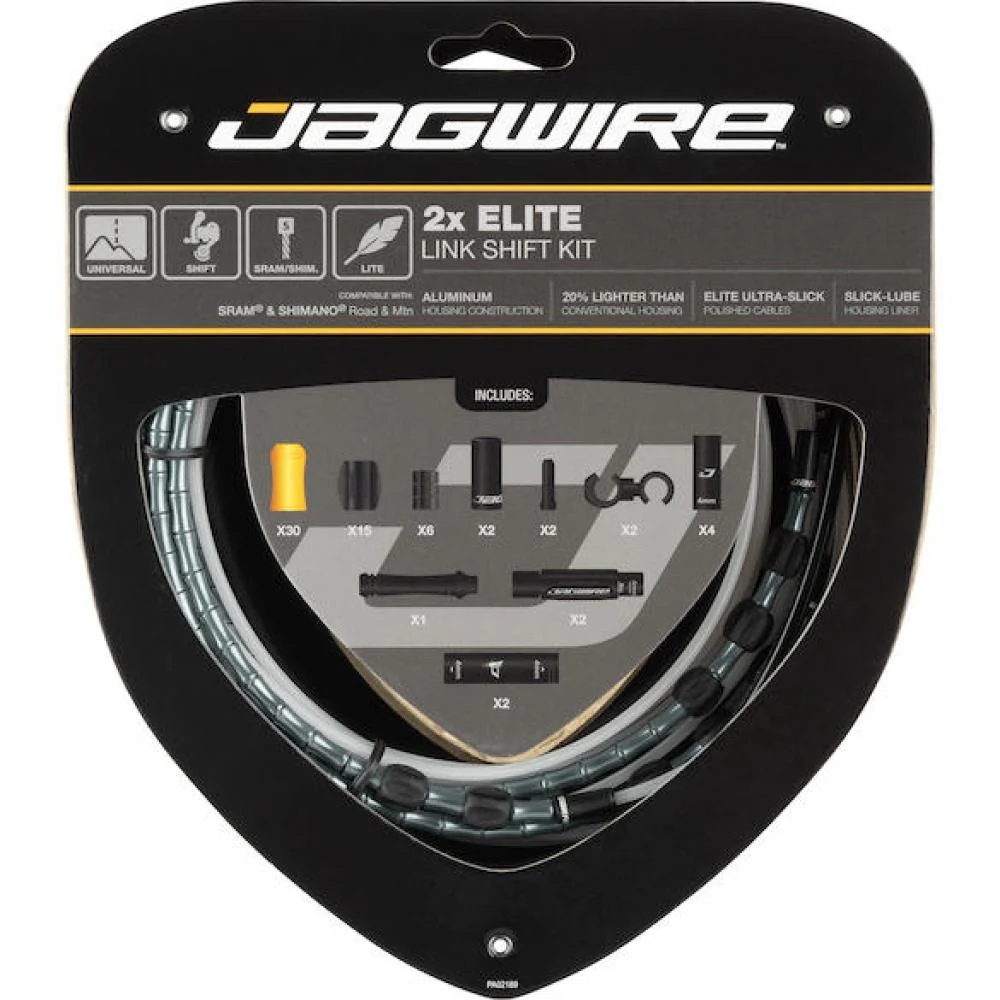 Jagwire Jagwire Schaltzugset Road & Mountain Elite Link 2x Standardlänge Grau