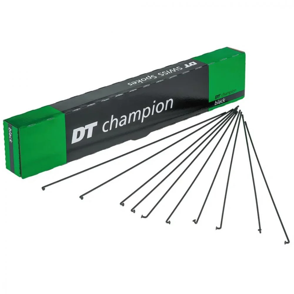 DTSwiss DT SWISS Speichen Champion M 2X266Mm Karton 100 Stück Schwarz Nirosta Ohne Nippel