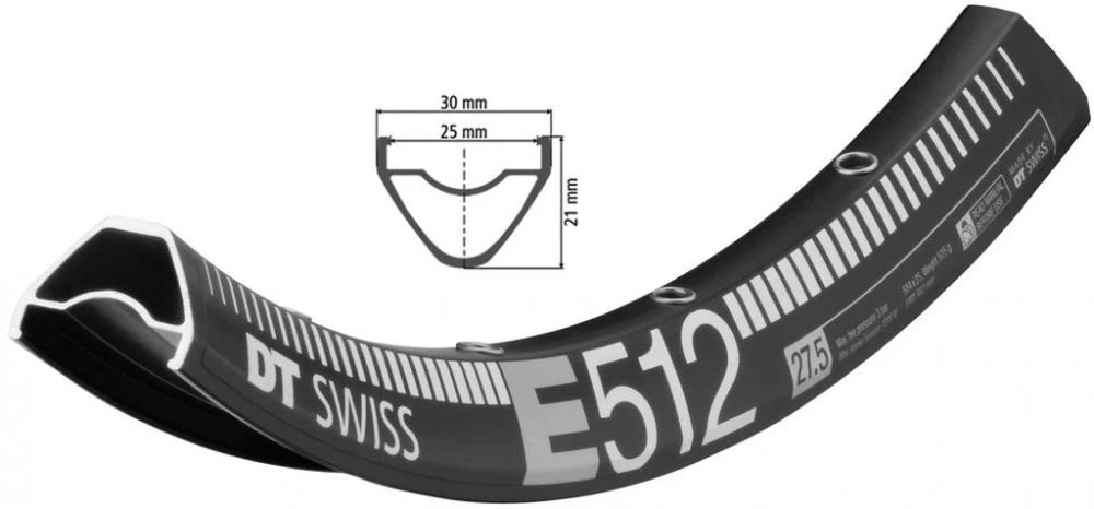 DT Swiss DT Swiss Felge E 512 27,5" 28 Loch Schwarz – Bild 2
