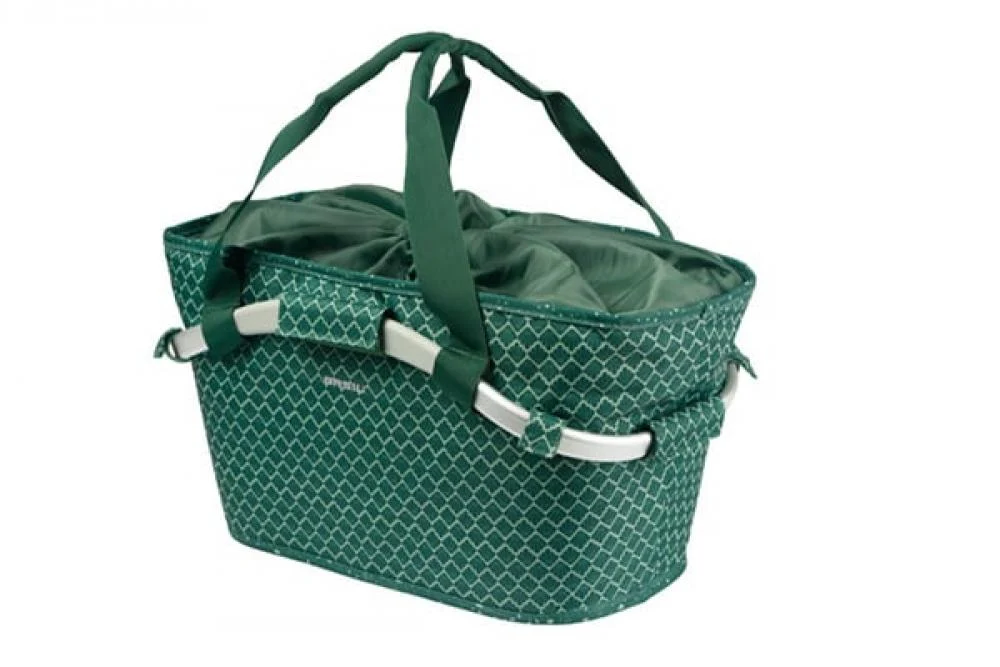 BASIL Basil Flair Carry All M IK Hinterradkorb 22 Liter grün - wetterfest, recyceltes Polyester, Kordelzug, Tragegriff, reflektierend, inkl. MIK Adapterplatte 2.0