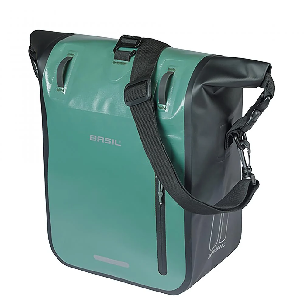 Basil Basil Fahrradtasche Rivo M Einzeltasche 12-15L silbergrün-schwarz mit MIK Hooks Gepäckträgerbefestigung wetterfest