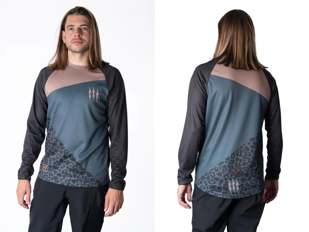 Muc Off Long Sleeve Riders Jersey Grey Stone Leopard S Langarmshirt – Hauptansicht