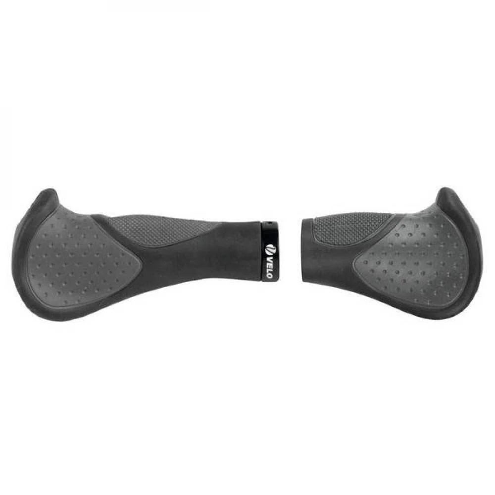 Velo ERGOGEL D3 BAR Schraub-Griffpaar 140/92 mm Schwarz-Grau - ergonomisch & 3-Komponenten-Gel mit Bar-Ends Lenkergriffe – Hauptansicht