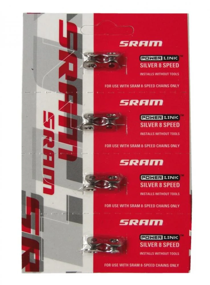 SRAM SRAM Kettenverschluss-Glied Power Link 8-fach Ketten, 4er Packung, silber
