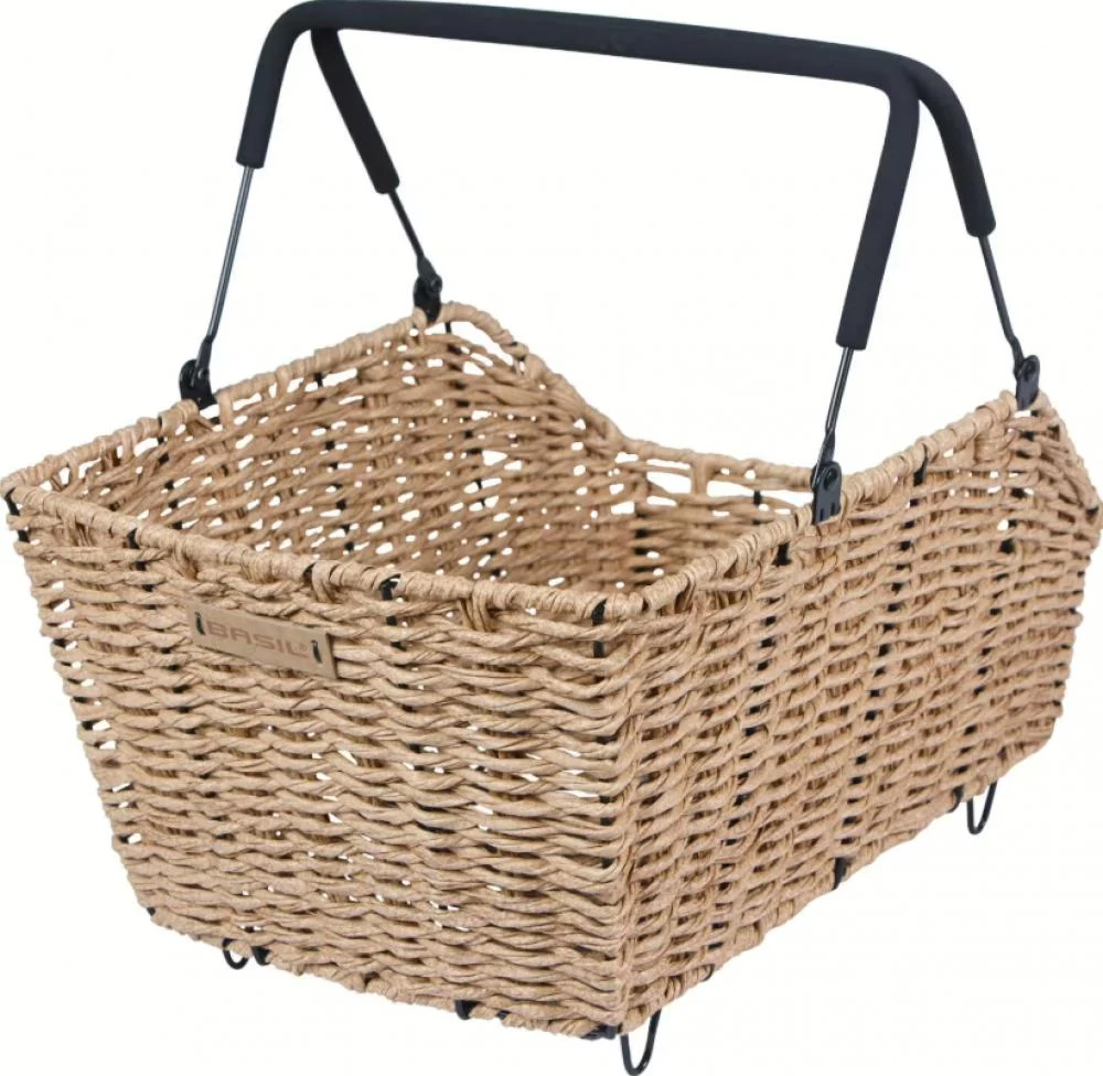 BASIL BASIL Fahrradkorb Cento Rattan Look Multisystem NX - wetterfester HR-Korb 41x25x12 cm für MIK/RT/I-Rack/Carrymore