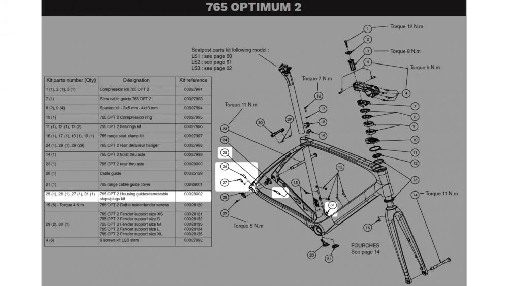 Look Look 765 OPT2 Führungs-, Stop- & Plug-Kit - Kabelschutz-Set für Look 765 Rahmen, schwarz