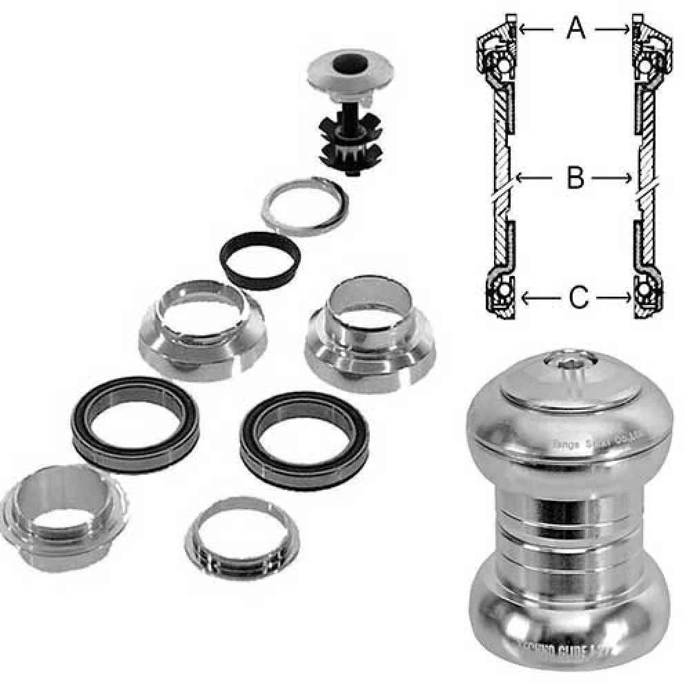 M-Wave Messingschlager, Steuersatz 1" Ahead Alu, silber cartrige, Ko=26,4mm, 390343