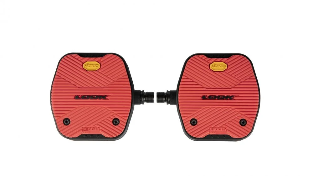Look Look Geo City Grip Pedale rot rutschfest Urban Flatpedal mit Vibram Gummieinsatz für City und E-Bike
