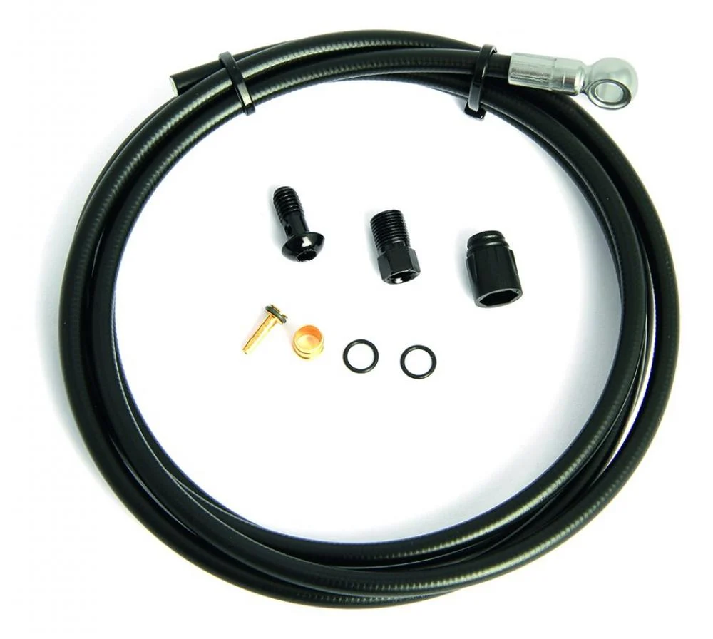 Tektro TEKTRO Bremsleitung Auriga mit Banjo 2000 mm Schwarz - Hydraulische Bremsleitung für Scheibenbremsen